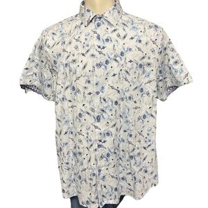 Robert Graham Blue White Classic Fit Space Print Shirt Astronaut Galaxy Size 3XL